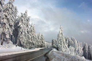 winter car hire snowy road