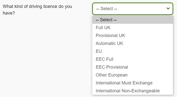 Accepted Licence Types for New to UK Car Insurance