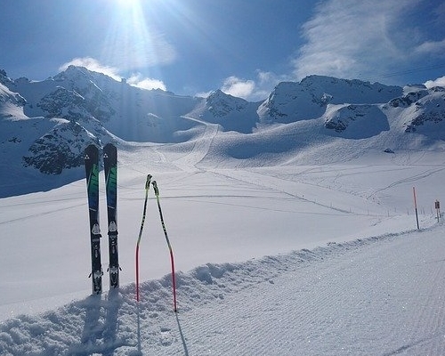 ski slope and skis