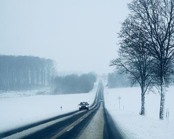 Driving on a snowy road
